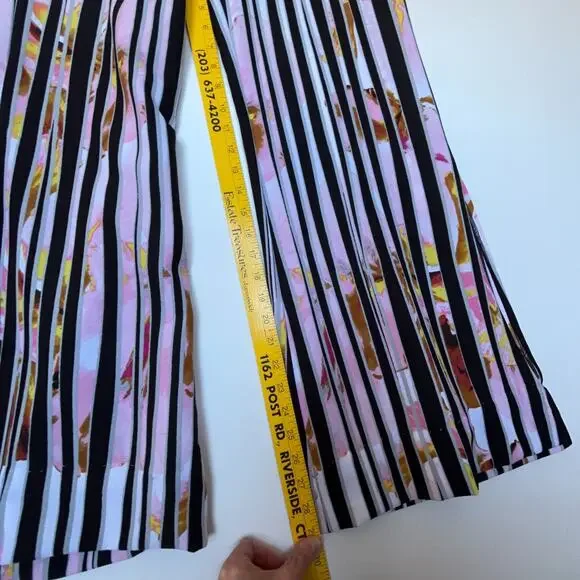 Bisou Bisou Michele Bohbot Striped Wide Leg Pants Black Side Zip Slit Womens S - Picture 10 of 12